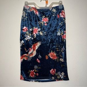 Shein Blue Velvet Bodycon Skirt
